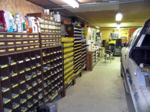 The Farm Shop also has a work bench and ample storage bins for nuts, bolts, fittings, and other raw material storage.