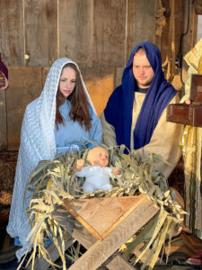 Angela and her husband Tommy dress as Mary and Joseph at the live nativity event.