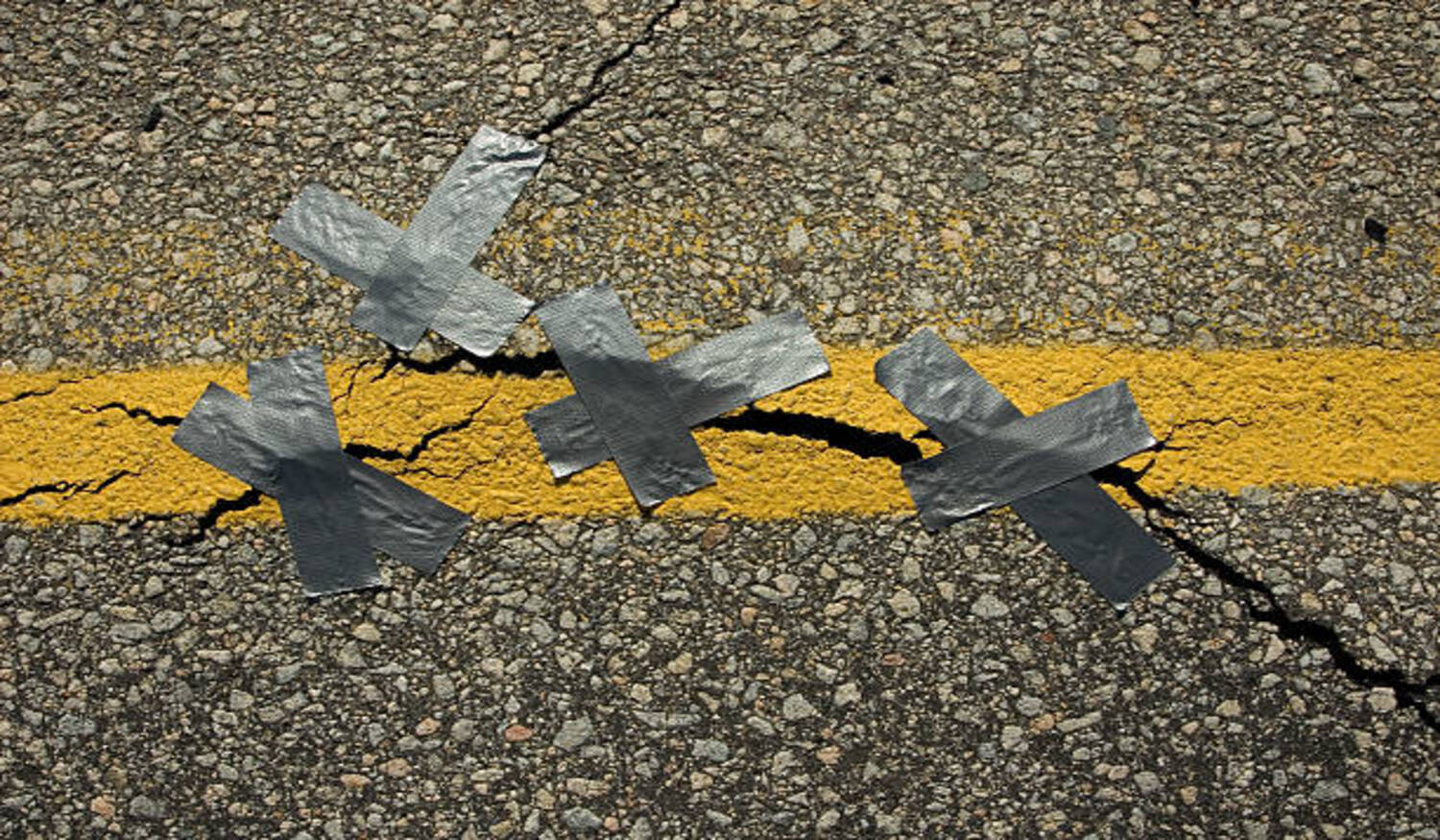 Duct tape will even repair a crack in the road