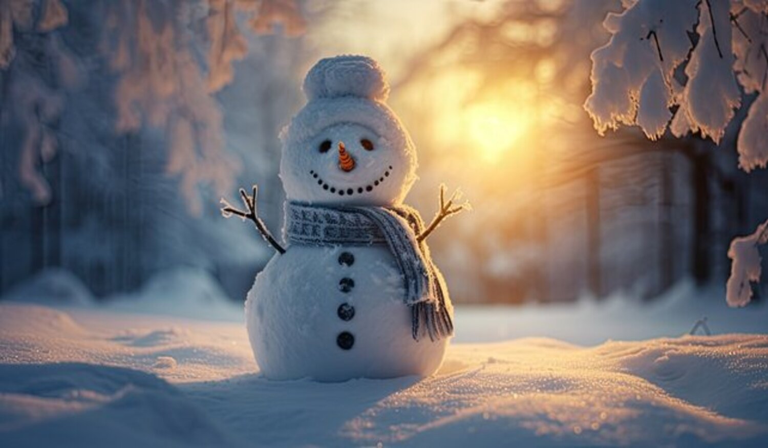 A snowman represents the serenity of a snow day